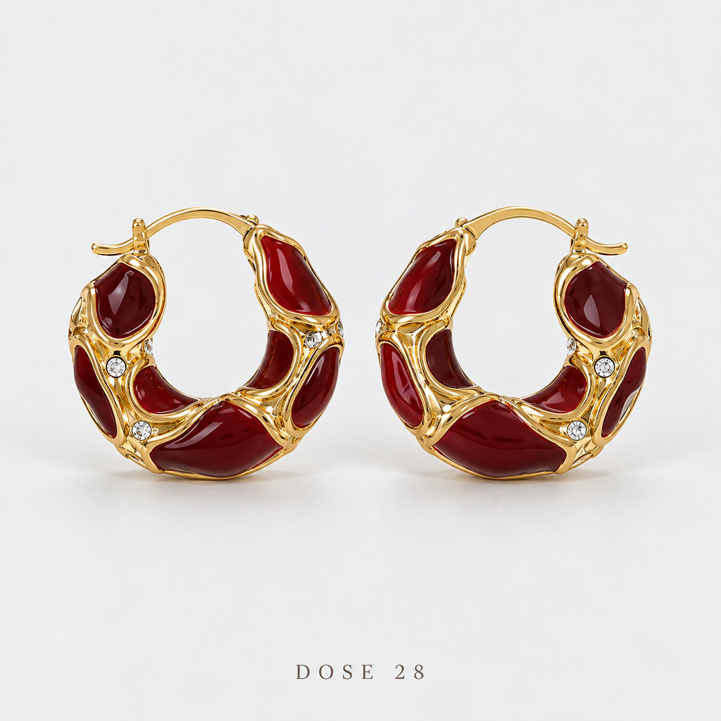 Burgundy Glow Hoop Earrings تراجي العنابي اللامع