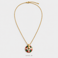 عقد الميدالية الحمراء بنقشة الزهور Red Floral Pendant Necklace