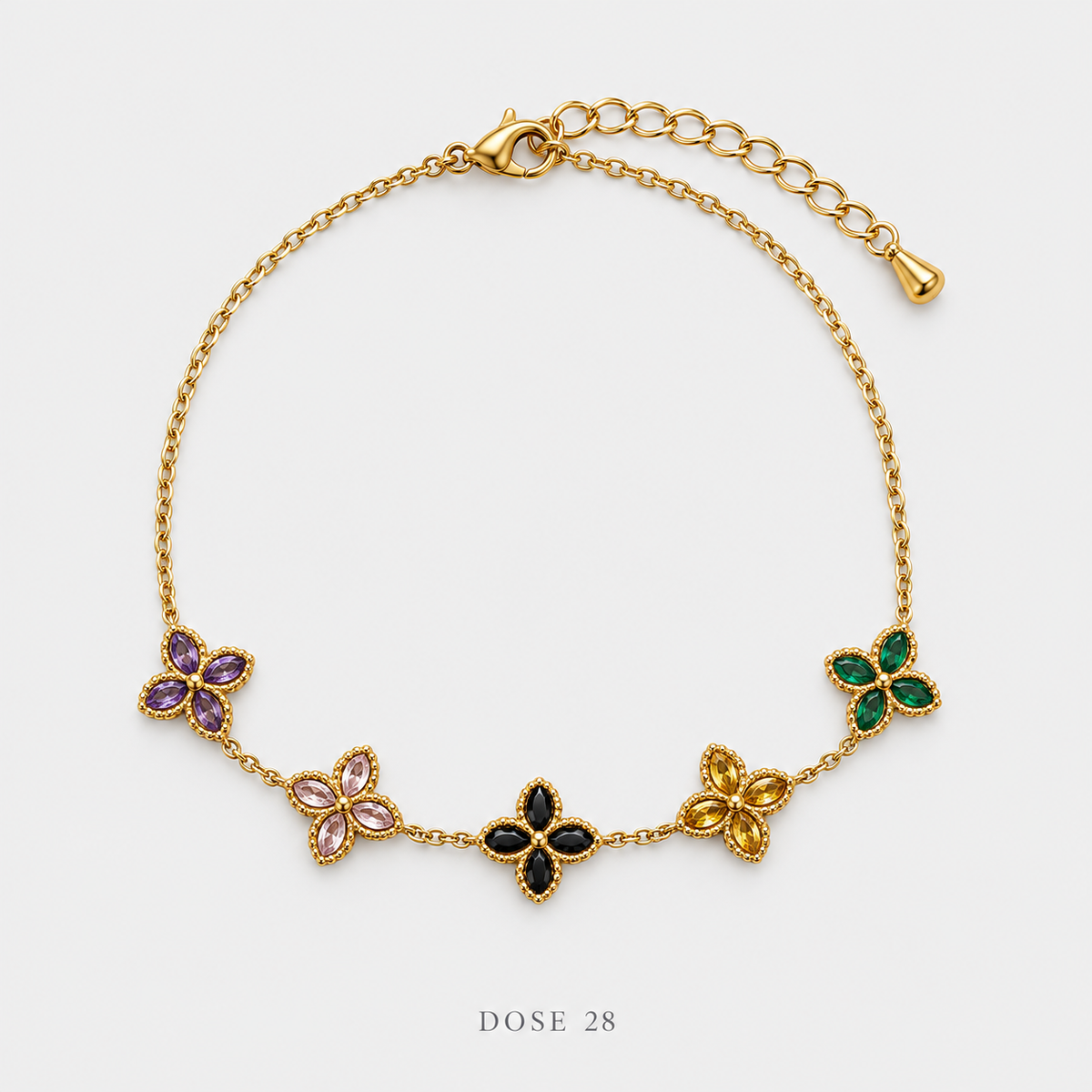 سوار الورود الخمس الملوّنة — Five-Flower Bracelet