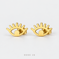 تراجي العين والرموش Gold-Tone Eye Stud Earrings
