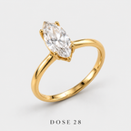 Gold-Tone Marquise Solitaire Ring  خاتم سوليتير ماركيز بلون ذهبي