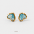 Aqua Marbled Heart Stud Earrings تراجي القلوب الزرقاء المتموّجة