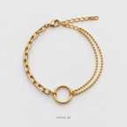 Mixed-Chain Circle Necklace Bracelet Set طقم الدائرة بالسلاسل المزدوجة