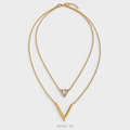 عقد بطبقتين بتعليقة V ومثلث لامع Layered V &amp; Triangle Necklace