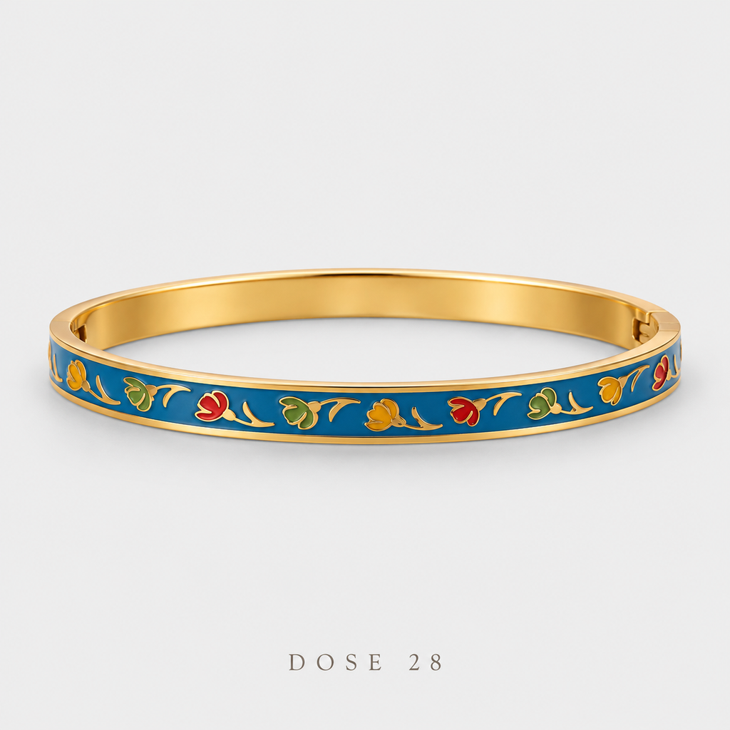 Blue Tulip Gold-Tone Bangle  أسوارة التوليب الزرقاء