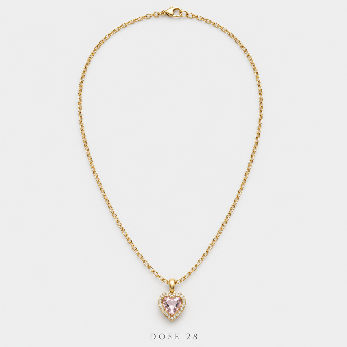 Pink Crystal Heart Necklace سلسلة القلب الوردي