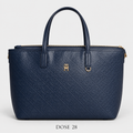 جنطة توت تومي هيلفيغر كحلية بنقشة TH البارزة Tommy Hilfiger Navy Embossed TH Monogram Tote