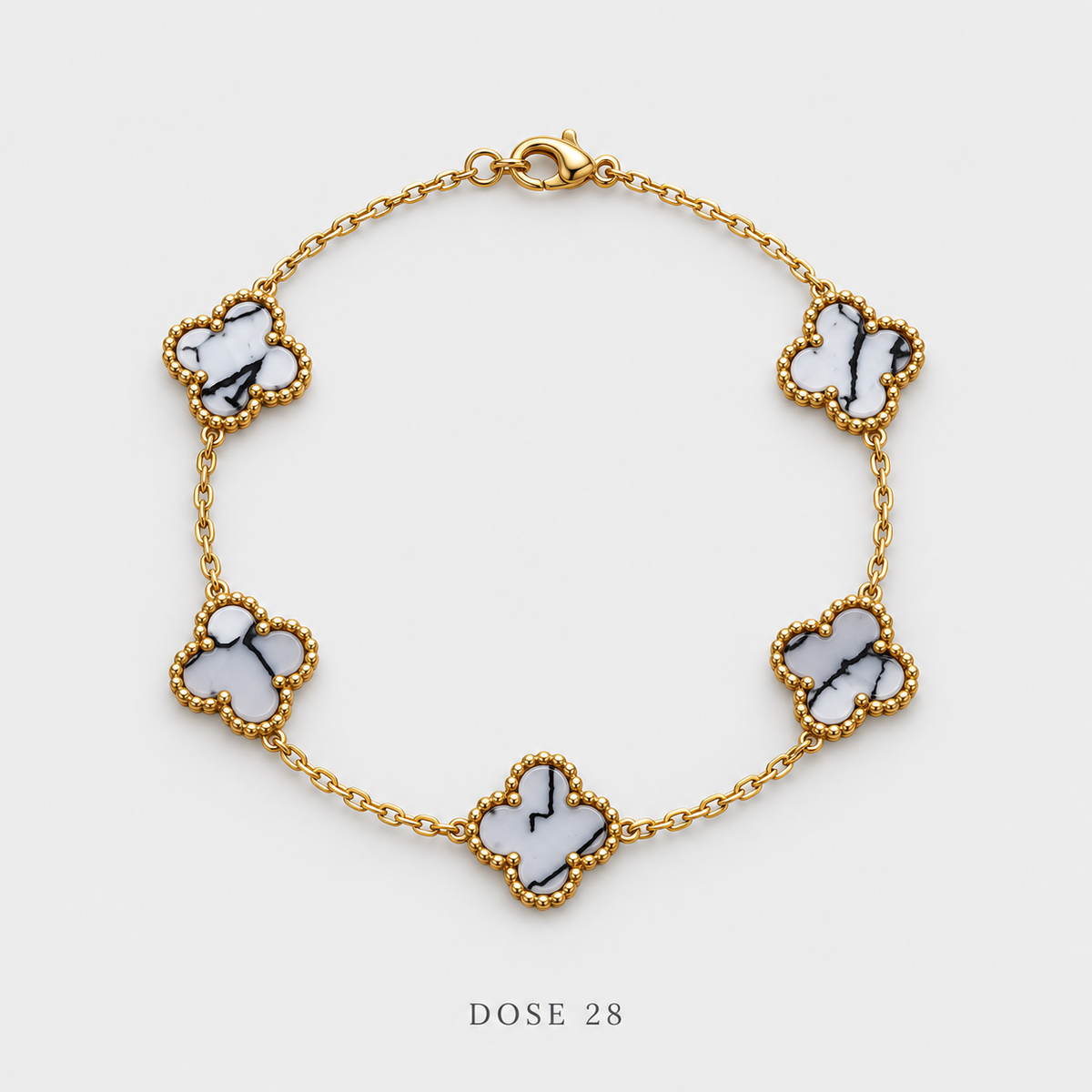 سوار البرسيم بنقشة رخامية  Marble-Pattern Clover Bracelet