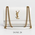 جنطة سان لوران سانسيت بيضاء بسلسلة ذهبية Saint Laurent Sunset White Chain Shoulder Bag