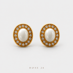 Oval Pearl-Effect Halo Earrings تراجي الهالة البيضاوية بلمسة لؤلؤية