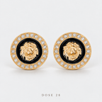 Black Lion Halo Stud Earrings  تراجي الأسد الأسود  XXXXXX