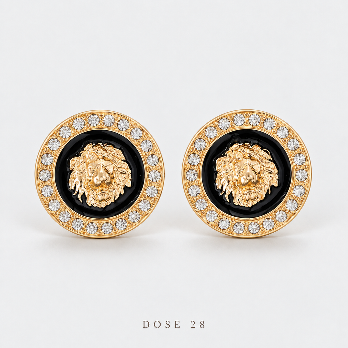 Black Lion Halo Stud Earrings  تراجي الأسد الأسود  XXXXXX