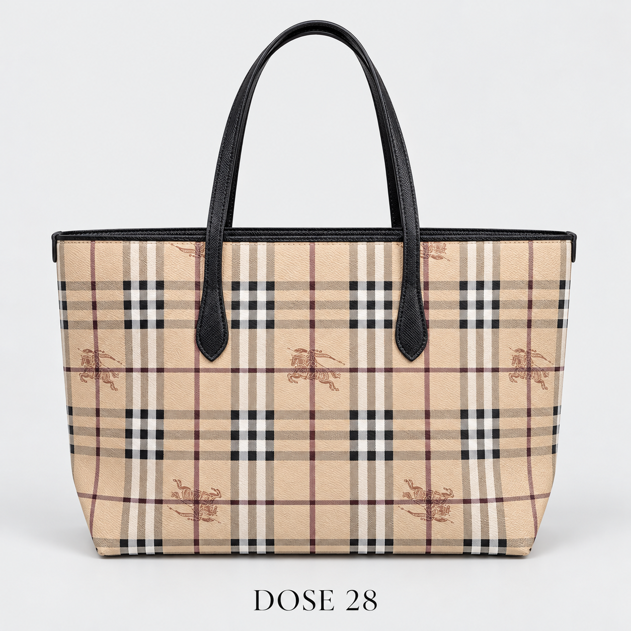 جنطة توت بربري بيج بنقشة المربعات والفارس Burberry Beige Check & Equestrian Print Tote