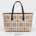 جنطة توت بربري بيج بنقشة المربعات والفارس Burberry Beige Check & Equestrian Print Tote