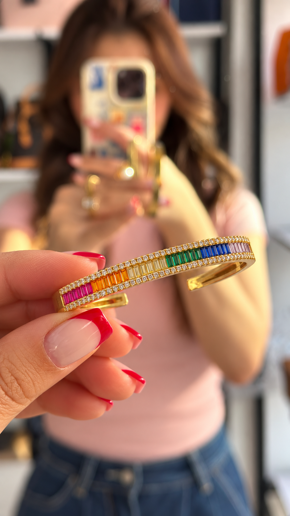Rainbow Baguette Cuff  أسوارة قوس قزح المفتوحة