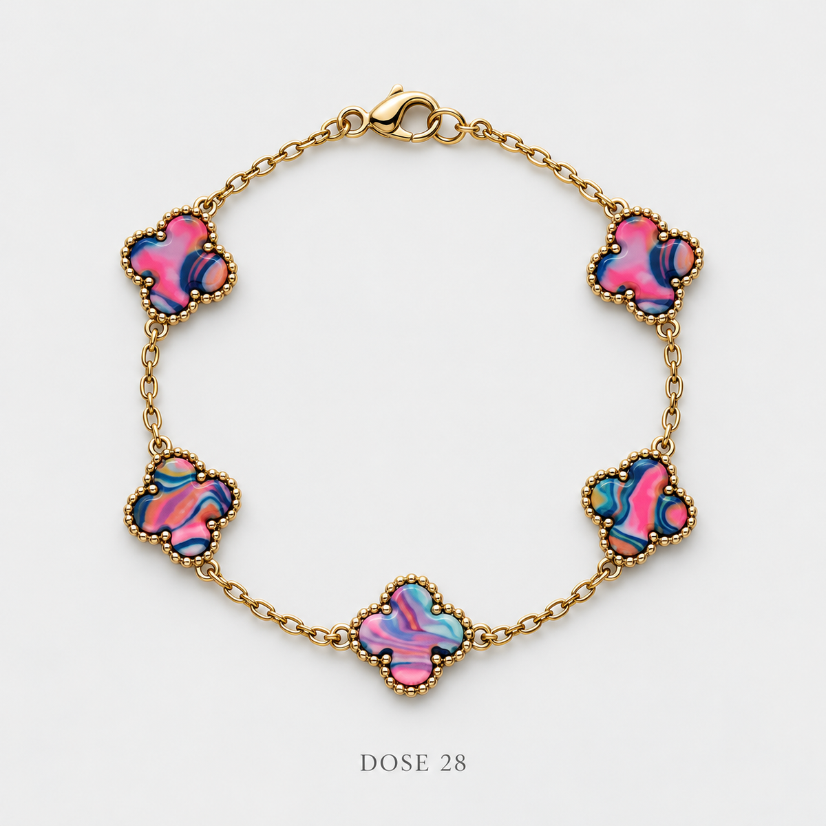 سوار البرسيم الفوشي  Fuchsia Clover Bracelet