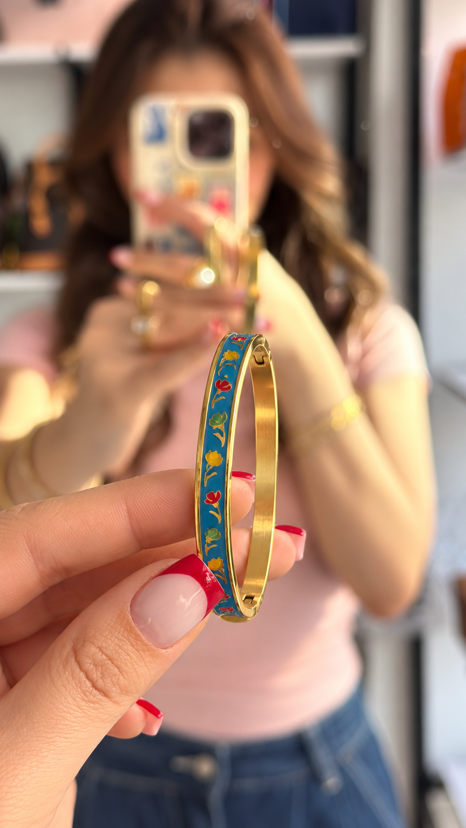 Blue Tulip Gold-Tone Bangle  أسوارة التوليب الزرقاء