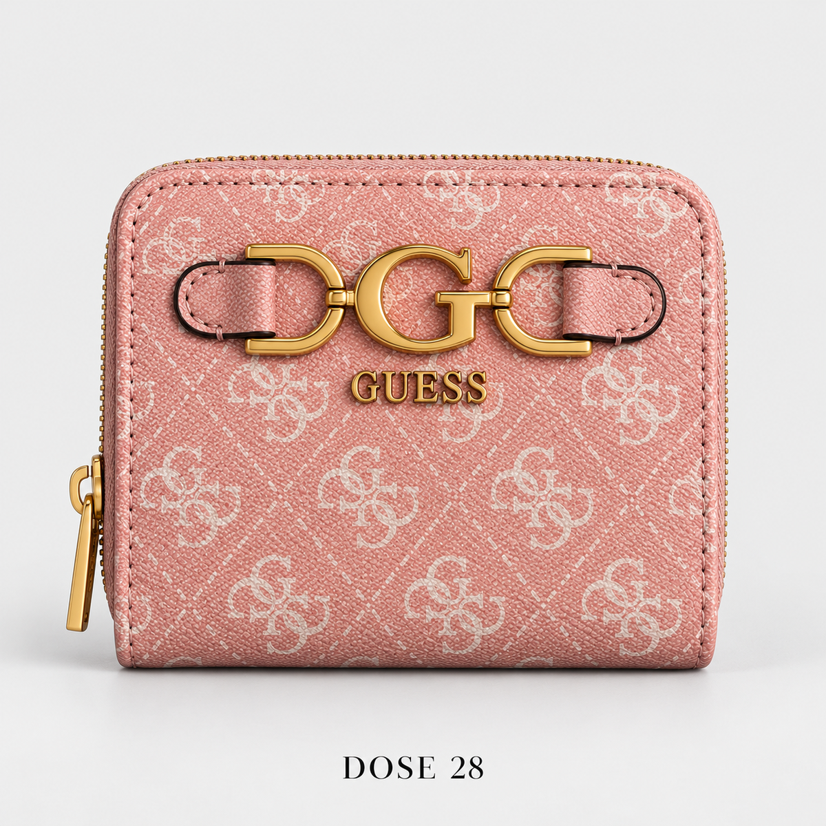 محفظة گيس صغيرة بنقشة الشعار – وردي GUESS Pink Monogram Compact Wallet