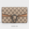 جنطة غوتشي ديونيسوس بنقشة GG وتفاصيل بنية Gucci Dionysus GG Monogram Bag with Tan Trim