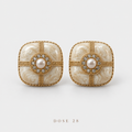 تراجي المربعات الكريمية المرصّعة  Cream Embellished Square Earrings