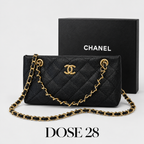 جنطة شانيل سوداء مبطّنة بسلسلة ذهبية CHANEL Black Quilted Chain Shoulder Bag