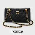 جنطة شانيل سوداء مبطّنة بسلسلة ذهبية CHANEL Black Quilted Chain Shoulder Bag