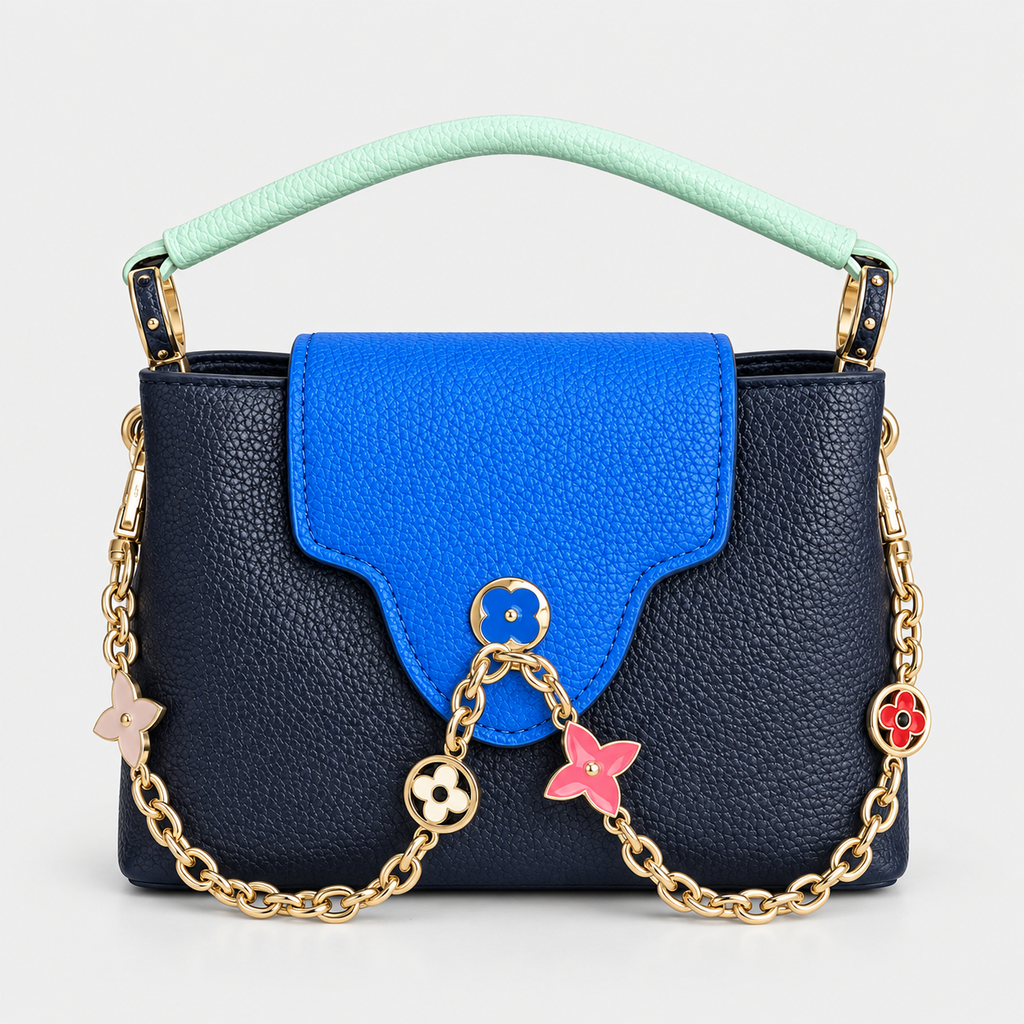 جنطة إل ڤي ستايل كابوسين — كحلي وأزرق LV Capucines-Style Bag — Navy & Blue