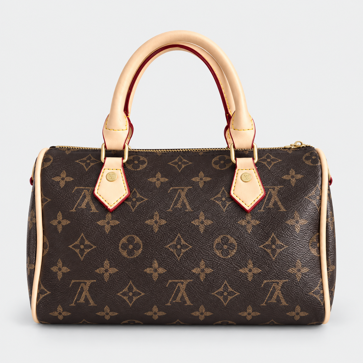 جنطة إل ڤي ستايل سبيدي مونوغرام — بني بمسكات بيج فاتح LV Speedy-Style Monogram Bag — Brown with Light Beige Handles
