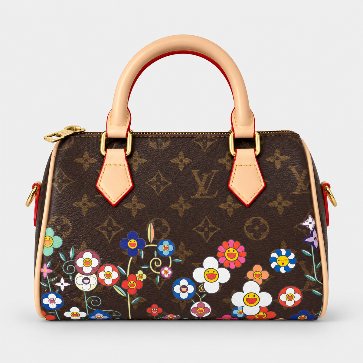 جنطة إل ڤي ستايل سبيدي — بني بورود ملونة LV Speedy-Style Monogram Flower Bag — Brown & Multicolour