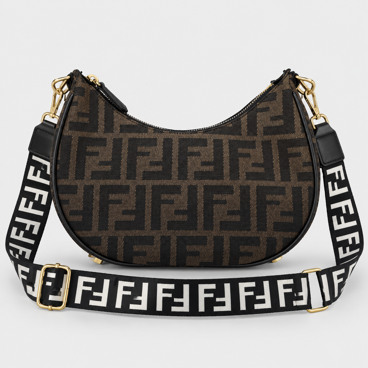 Fendi Fendigraphy-Style Brown FF Hobo Bag   : حقيبة فيندي بنمط فينديغرافي بنية بنقشة FF