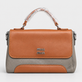 MIU MIUMiu Miu Two-Tone Top-Handle Bag — Orange and Grey حقيبة ميو ميو ثنائية اللون بمقبض علوي بالبرتقالي والرمادي