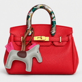 جنطة بتصميم بيركن – أحمر مع سكارف Hermès Birkin Handbag – Red with Scarfإ