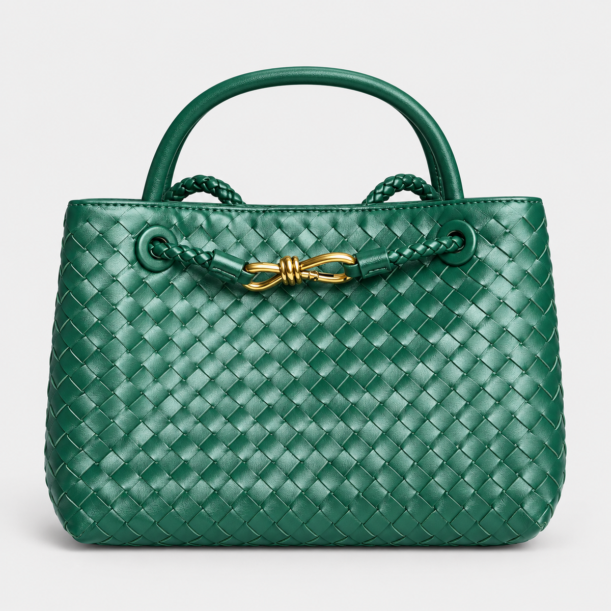 بتصميم أنديامو – أخضر زمردي Andiamo-Style Woven Handbag – Emerald Green