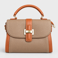 جنطة يد كلاسيكية بلونين – بيج وجملي Classic Two-Tone Top-Handle Bag – Beige & Camel