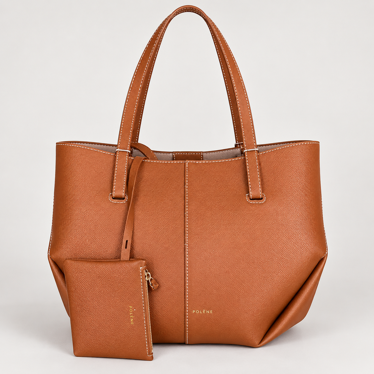 بولين توت بني مع محفظة صغيرة Polène Brown Tote Bag with Pouch