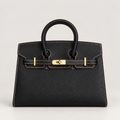 جنطة يد سوداء بنقشة التمساح وتفاصيل ذهبية Hermes Black Croc-Embossed Top Handle Bag