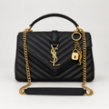 سان لوران أسود مبطّن بسلسلة ذهبية Saint Laurent Black Chevron Quilted Chain Bag