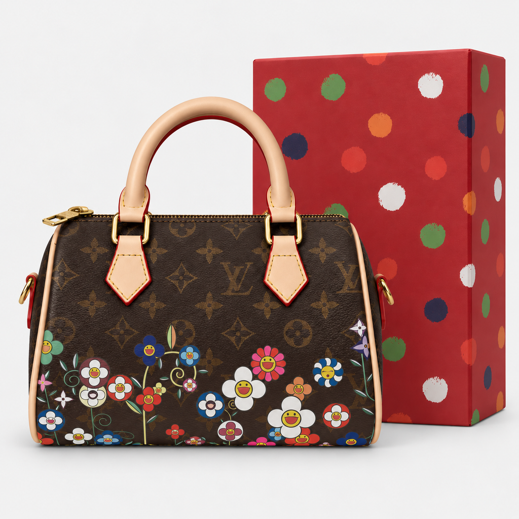 جنطة إل ڤي ستايل سبيدي — بني بورود ملونة LV Speedy-Style Monogram Flower Bag — Brown & Multicolour