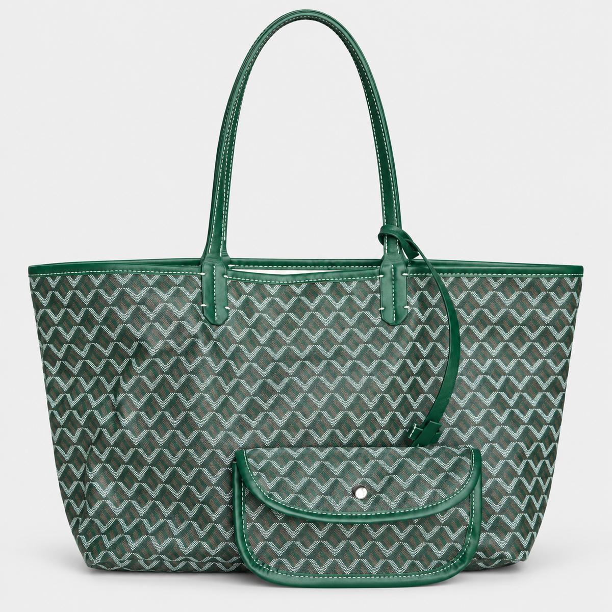 . جنطة غويارد ستايل سان لويس ويا محفظة — أخضر Goyard Saint Louis-Style Tote with Pouch — Green