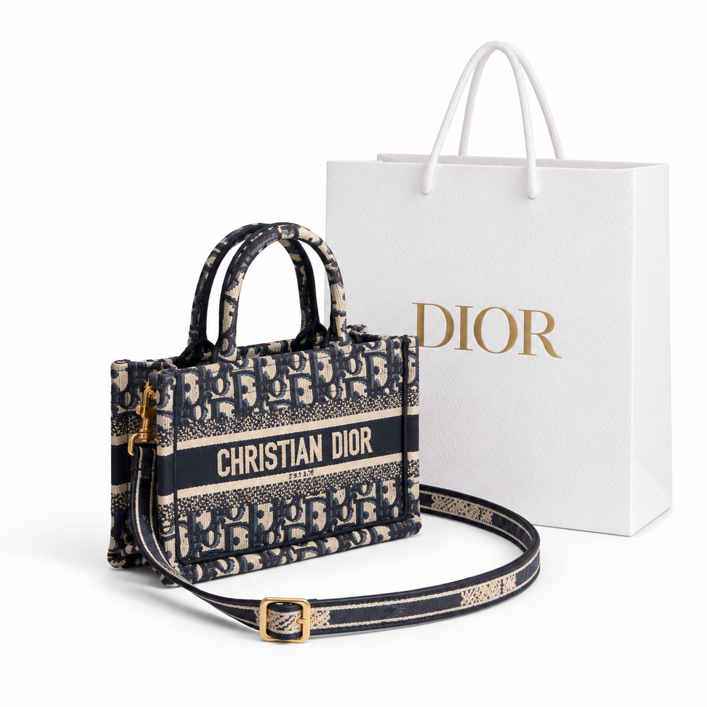 Dior Quilted Tote  – Black with Handle طقم شنطة ديور مبطّنة – أسود