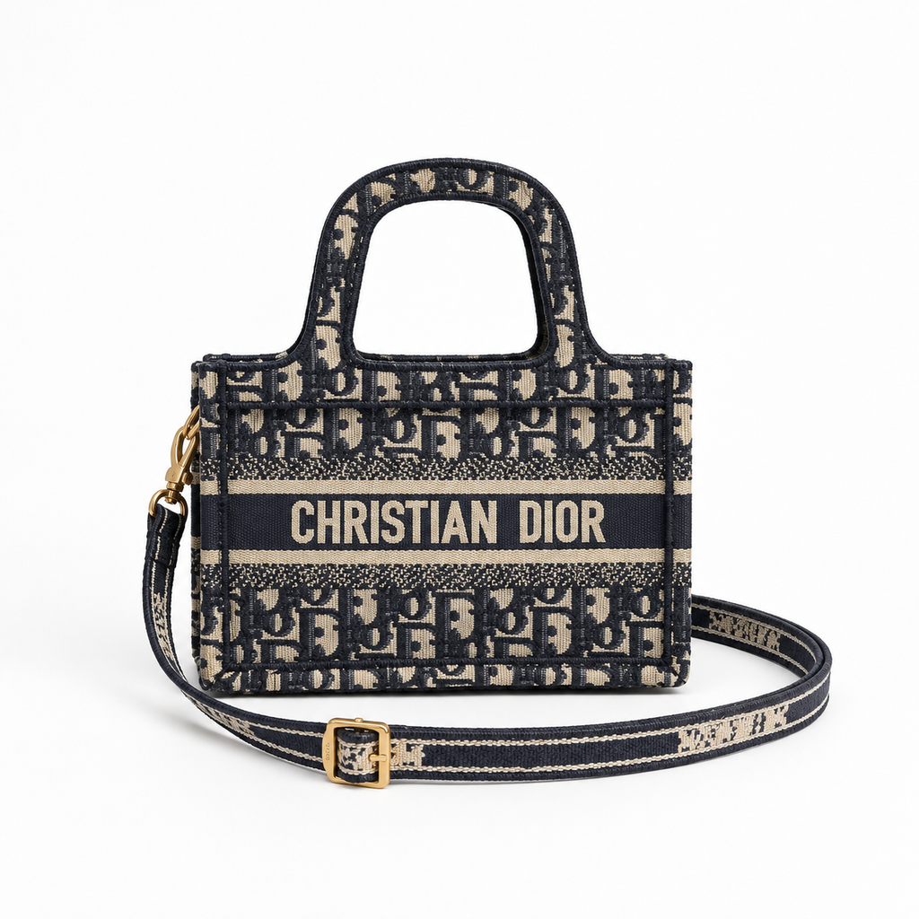 Dior Quilted Tote  – Black with Handle طقم شنطة ديور مبطّنة – أسود