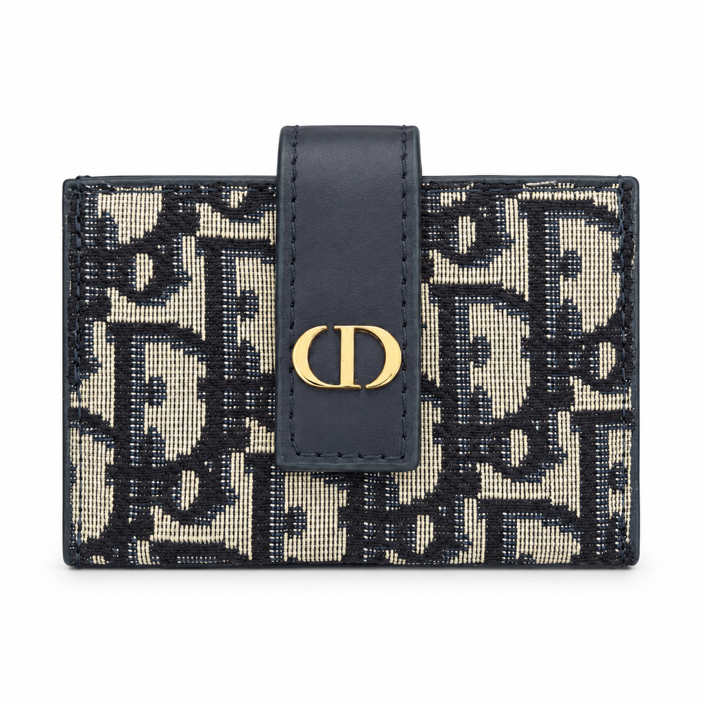 محفظة ديور مونوغرام صغيرة – كحلي وكريمي Dior Monogram Compact Wallet – Navy &amp; Cream