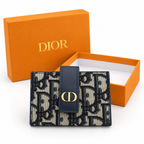 محفظة ديور مونوغرام صغيرة – كحلي وكريمي Dior Monogram Compact Wallet – Navy &amp; Cream