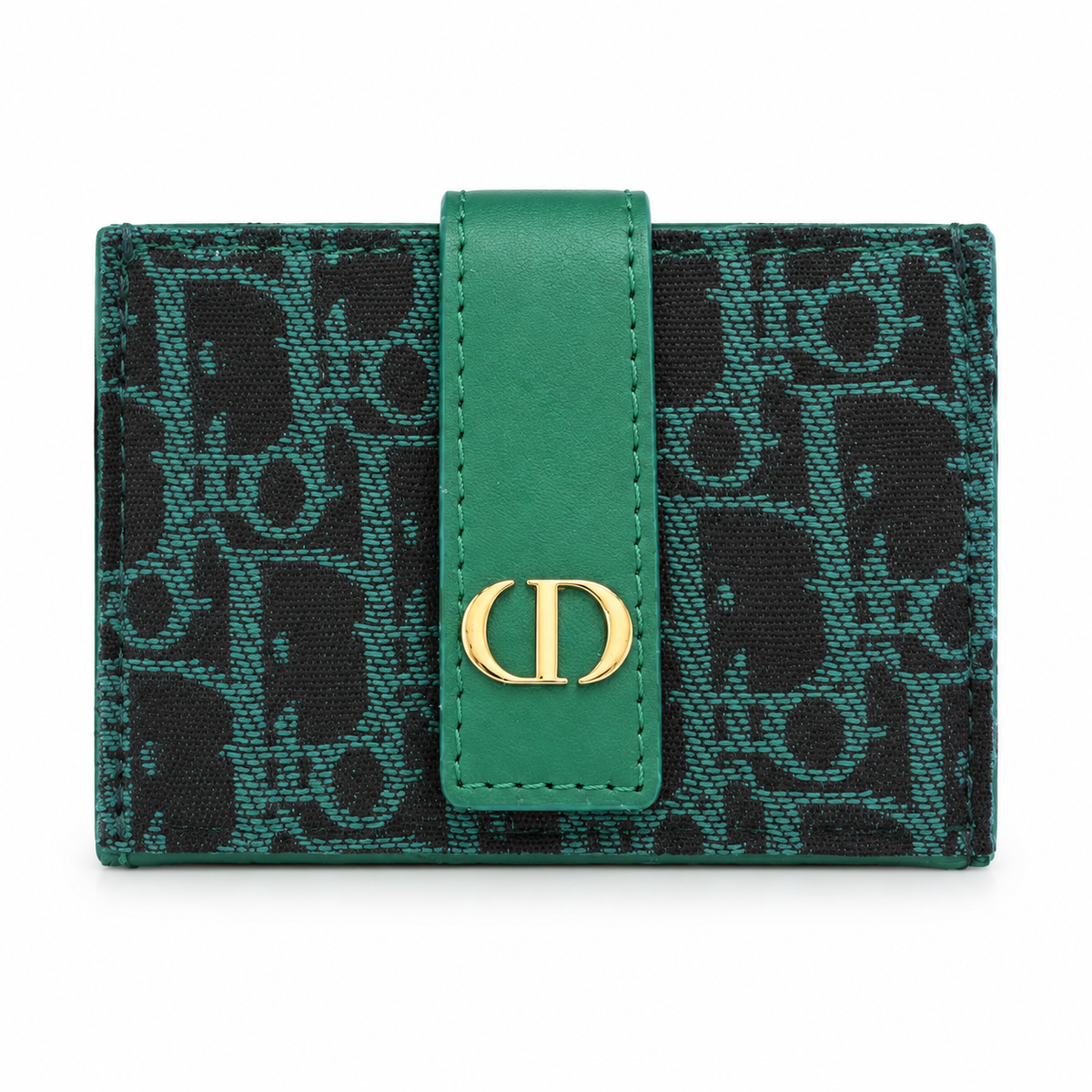 محفظة ديور مونوغرام صغيرة – أخضر زمردي  Dior Monogram Compact Wallet – Emerald Green