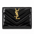 Saint Laurent Glossy Envelope Wallet – Black محفظة سان لوران لامعة بغطاء ظرف – أسود