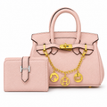 طقم شنطة هيرميس ويا محفظة – وردي فاتح Hermès Handbag  Wallet Set – Blush Pink