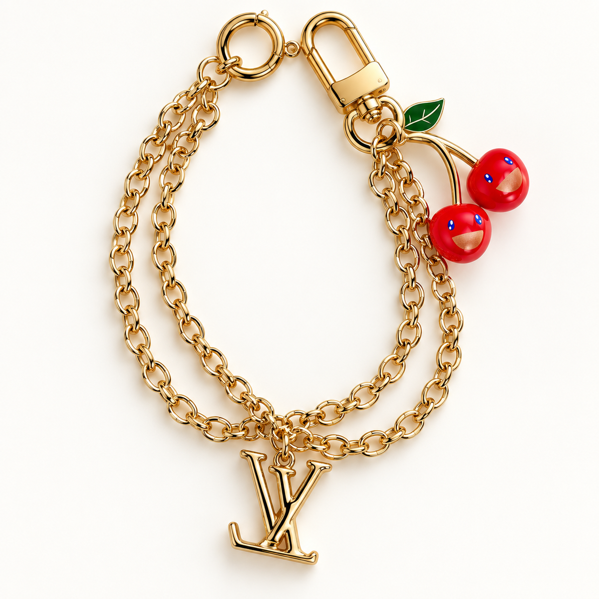 سلسلة جنطة LV مزدوجة بتعليقة الكرز 🍒
LV Double Chain Cherry Bag Charm