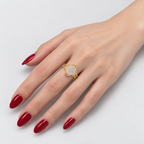 Gold-Tone Sparkling Clover Ring