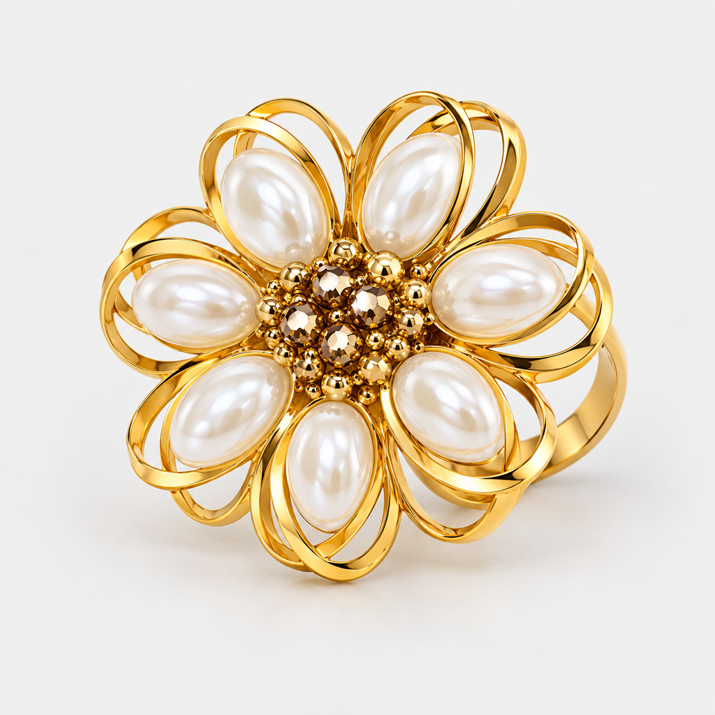 Pearl Bloom Statement Ring  محبس زهرة اللؤلؤ