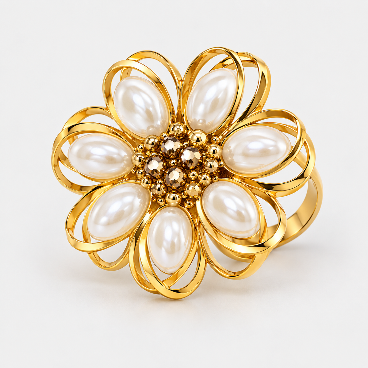 Pearl Bloom Statement Ring  محبس زهرة اللؤلؤ